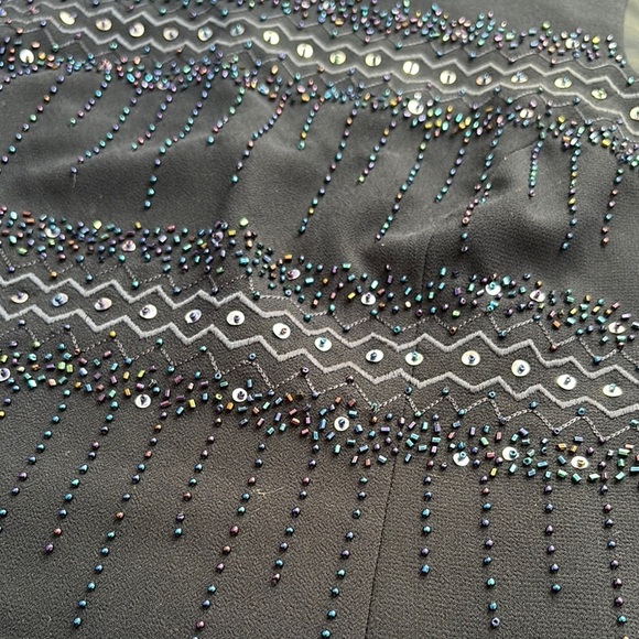 R&M Richards Dark Navy Embellished Evening Top - Picture 2 of 12